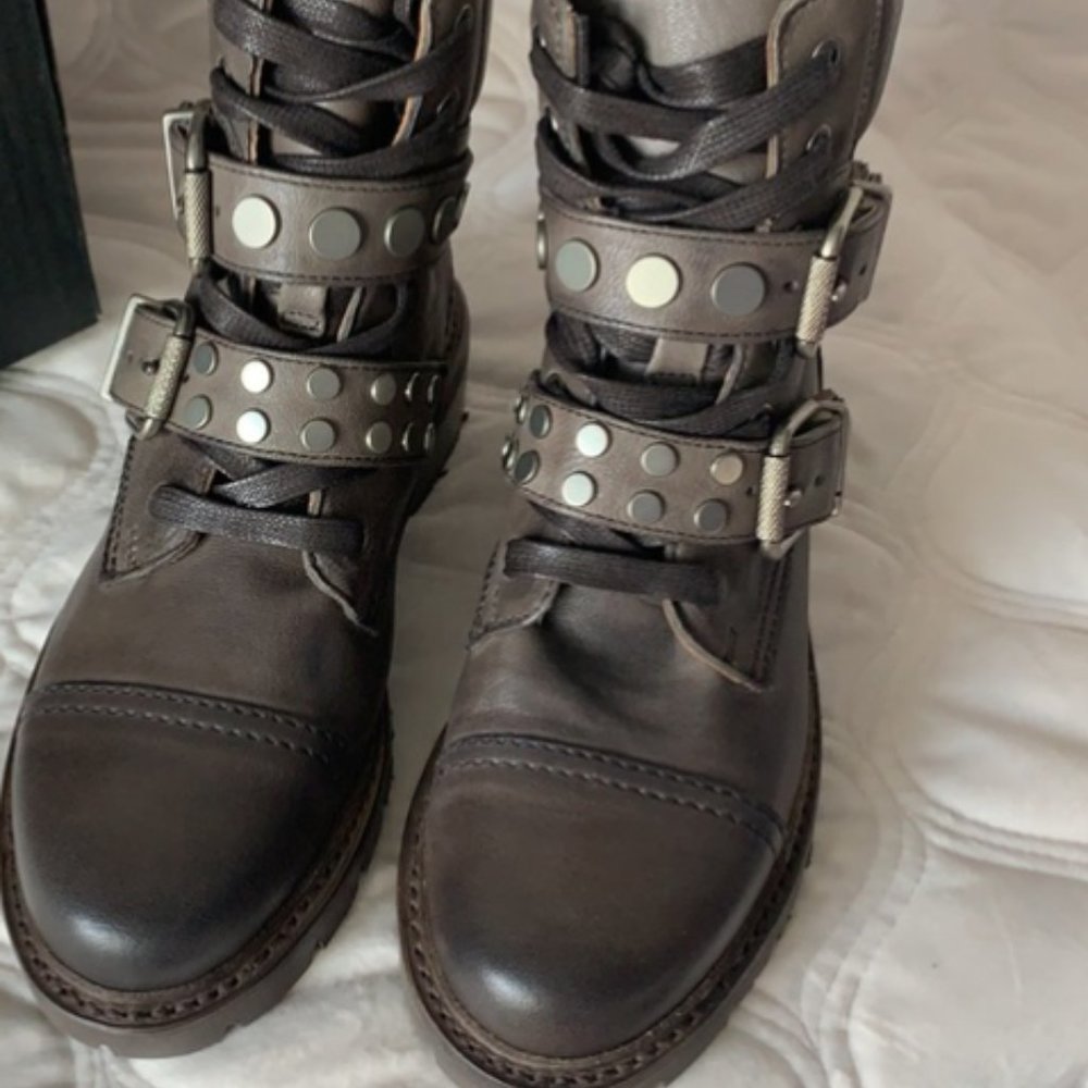 Frye Women's Samantha Stud Leather Hiker Boot - Grey